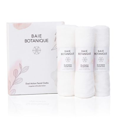 Dual Action Facial Cloth, Luxury Cotton Muslin and Bamboo Rayon Ultra-Soft Terry Set of 3-100% Natural