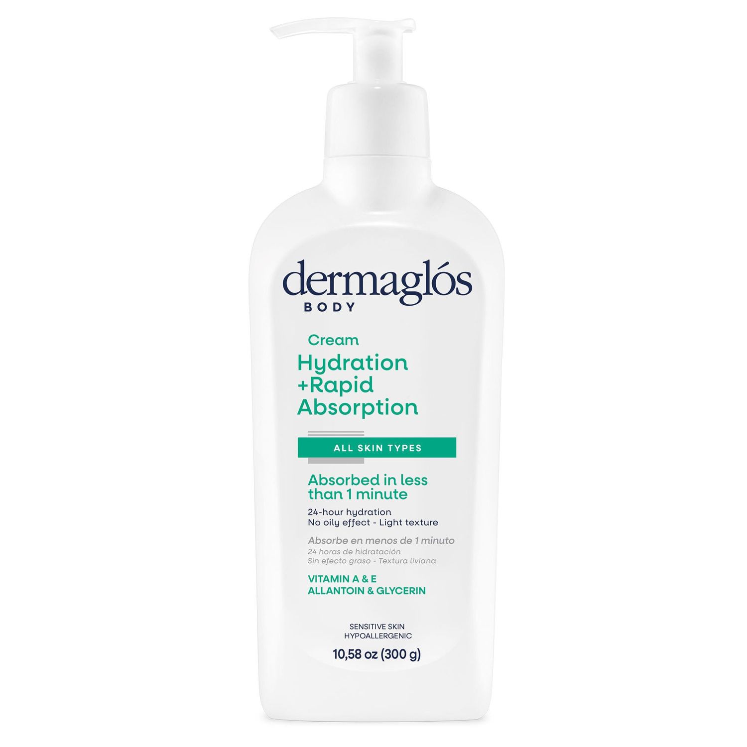 Dermagls Moisturizing Body Cream | Hydration + Rapid Absorption, 24Hour Duration | Daily moisturizer For all Skin Types Even Sensitive | With Vitamin A, Vitamin E, Allantoin, Glycerin | 10.58 Oz