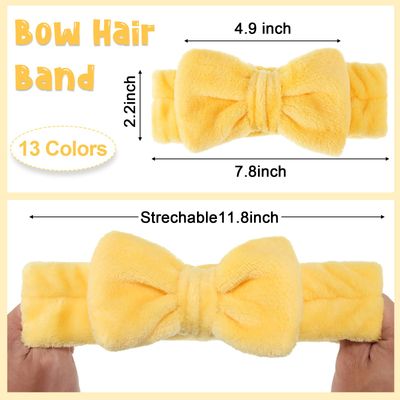 52 Pieces Spa Headband for Washing Face Bulk, Soft Coral Fleece Makeup Headband Bow Headband Fluffy Facial Skin Care Cosmetic Shower Headband 13 Colors Slumber Party Supplies for Girls Women