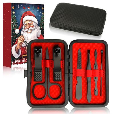 Christmas Stocking Stuffers for Men, Nail Care Kit for Men, 7 PCS Manicure and Pedicure Kit, Manicure Set Men Travel Nail Kit Nail Clipper Set Kit Tool Christmas Gift Mens Nail Grooming Kit(Black)