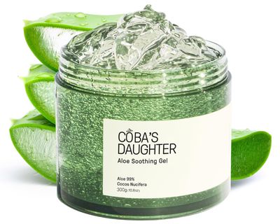 COBA&#39;S DAUGHTER Coconut Scented | 99% Pure Aloe | Sunburn Relief Gel| Organic Aloe Gel for Face &amp; Body| Hair Hydration | After Sun Care| Cooling Gel (10.6 oz)