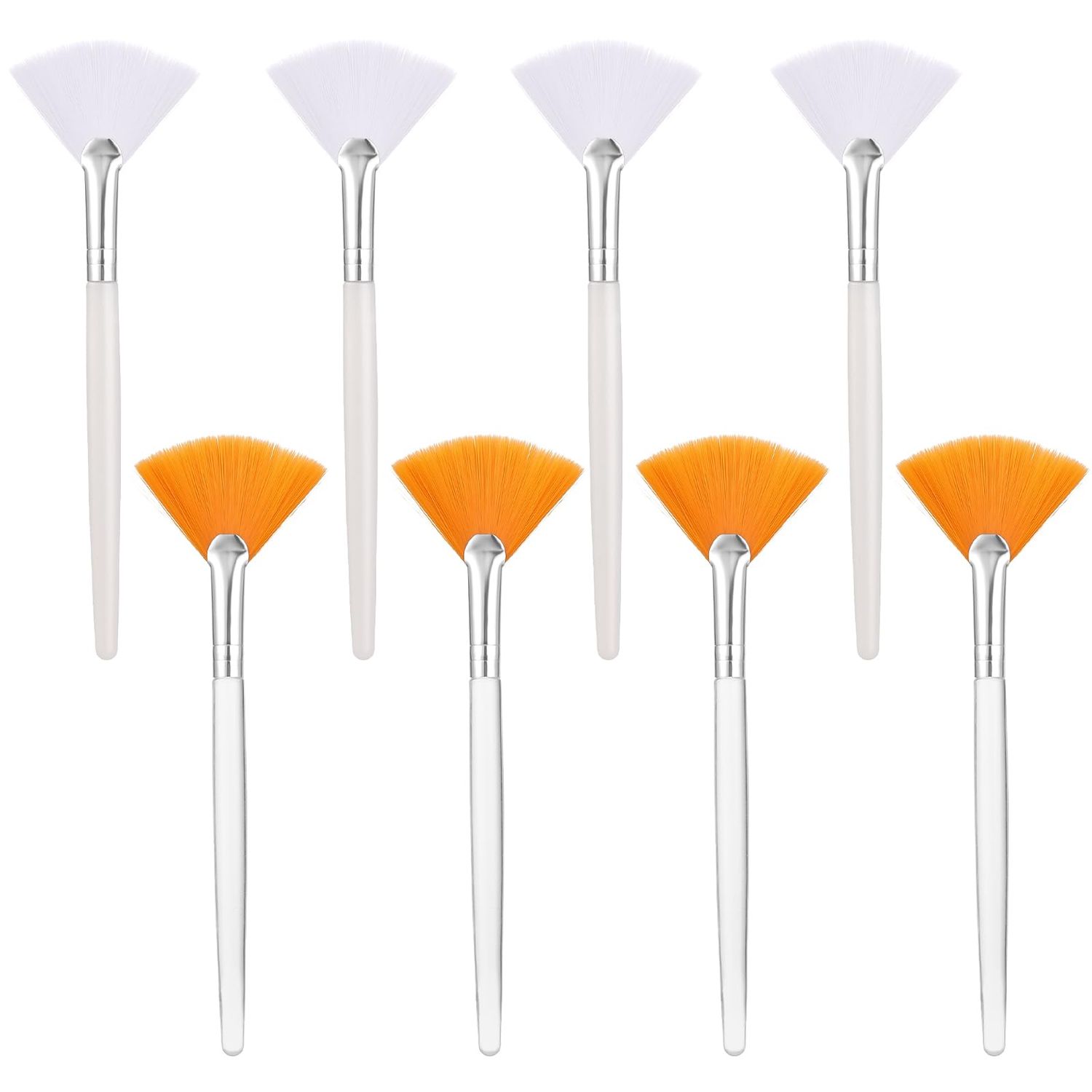 8 Pcs Fan Brushes Esthetician Soft Facial Brushes Fan Mask Brushes Cosmetic Makeup Mask Applicator Brushes for Women Girls, for Loose Powder, Highlighting and Blush