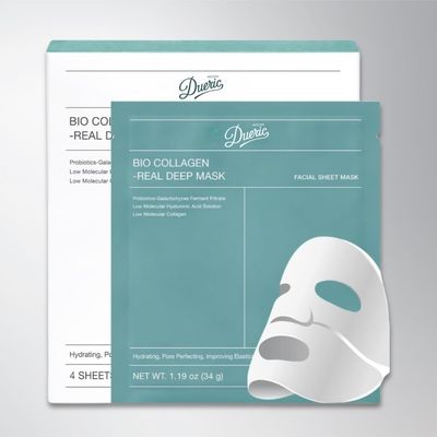 dueric Bio-Collagen Real Deep Mask, Anti-Wrinkle Lifting Overnight Hydrating Face Masks Pore Minimizing, Restores Skin Elasticity &amp; Firmness, Korean Skin Care 34g x4ea