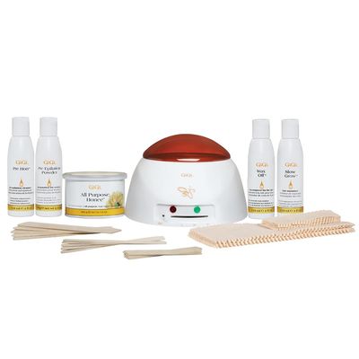GiGi Student Starter Hair Removal Kit, Ultimate Waxing Set for Beginners, For Brows, Upper Lip, Underarms, Chest, Legs, and Bikini Area, with Post and Pre Wax Treatments, for All Skin &amp; HairTypes