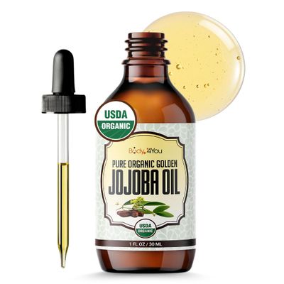 BodyJ4You Organic Jojoba Oil - Hair Face Skin Gua Sha Oil Face Massage Dermaplaning - Cold Pressed 100% Pure Natural Hexane Free - Base Carrier Oil - 1 Fl Oz