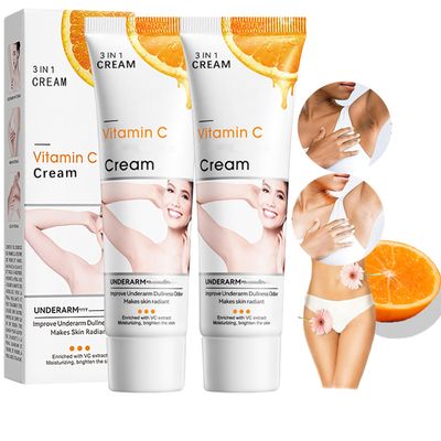 Crema para Aclarar las Axilas y Partes Intimas, Para Piel Entrepierna, Manchas Codos, Piernas Zonas, ntimas Cara Axilas, Rodillas Cuello 50G (2 bottles locin de cuidado de axilas y partes intimas)