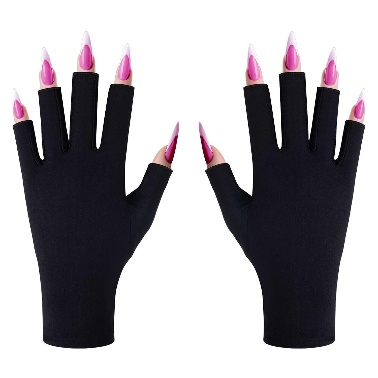 CGBOOM UV Gloves for gel nail lamp, Professional UPF50+ UV Protection Gloves for Manicures, Anti UV Fingerless Gloves for Nail Art Skin Care Protecting Hands from UV Light Harm (Black)