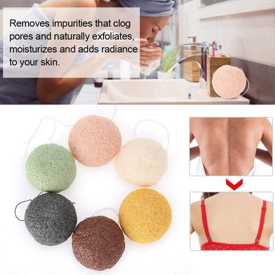 FILFEEL 6 Pieces Facial Sponge Set, Skin Care Body Cleansing &amp; Gently Exfoliating Sponges Wash Face Flutter Tools(02#Round)