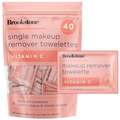 Brookstone Individual Makeup Remover Wipes - Ultra Soft, Makeup Remover Wipes Individually Wrapped, Gently Cleanse &amp; Remove Makeup, 40 Count Makeup Wipes Individually Wrapped