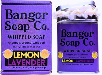 Bangor Soap Co.&#39;s SWEET LEMON LAVENDER Pure, Natural Whipped Soap with the FINEST Tallow, Coconut, and Hemp, for the SMOOTHEST Lather in Skin Care