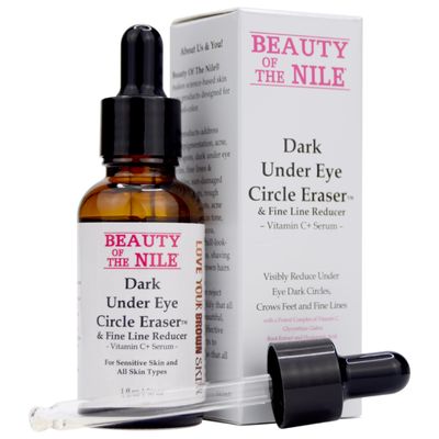 Dark Under Eye Circle Eraser Vitamin C+ Serum for Skin-of-Color, Dark Circle Puffiness Wrinkle Hyaluronic Acid Superoxide D, Beauty of the Nile 1 Oz