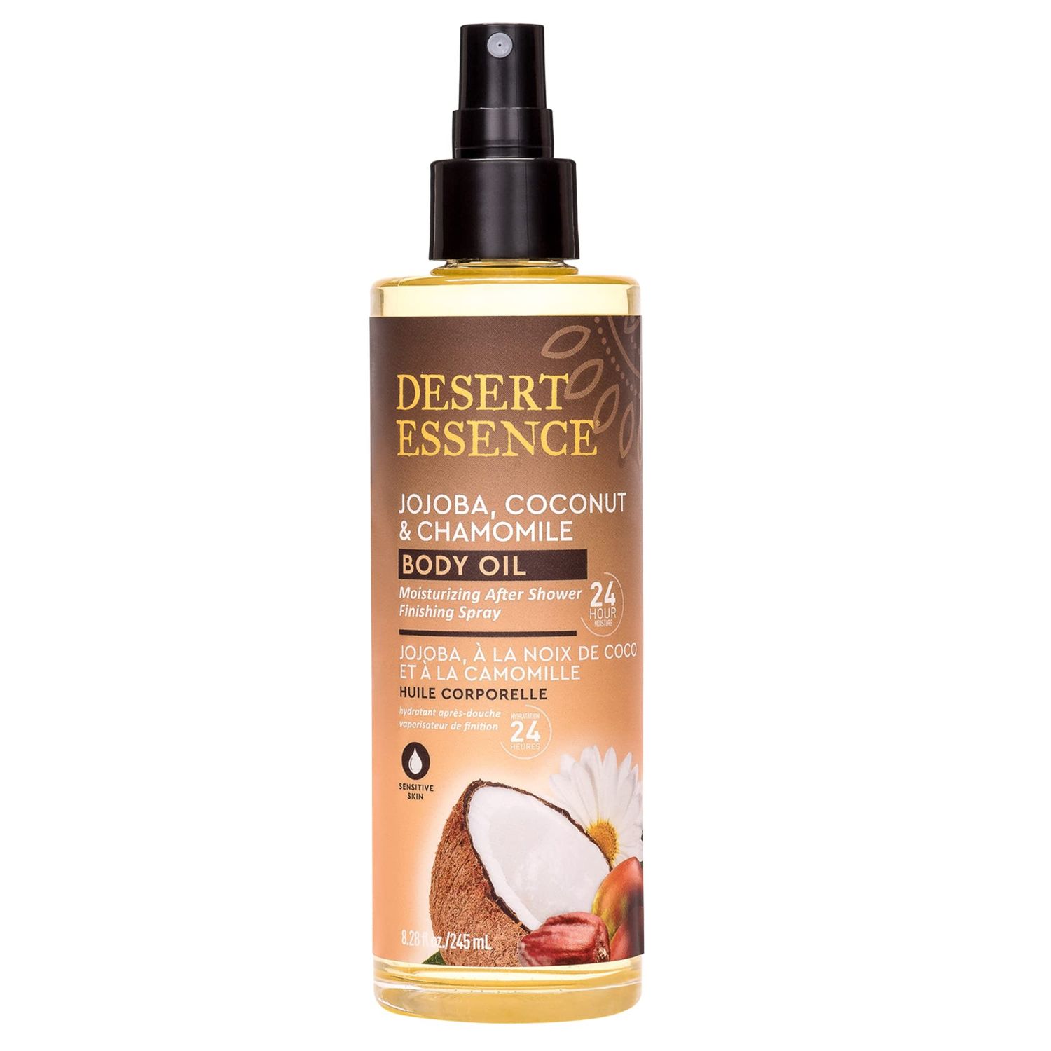 DESERT ESSENCE Jojoba, Coconut &amp; Chamomile Body Oil Spray, 8.28 FZ