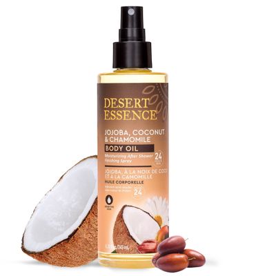 DESERT ESSENCE Jojoba, Coconut &amp; Chamomile Body Oil Spray, 8.28 FZ