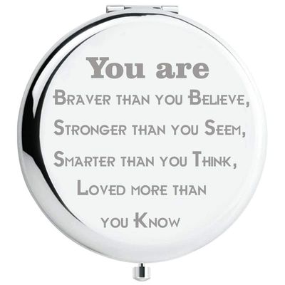 Fnbgl Sister Gifts from Sister Brother You are Braver Than You Believe Compact Mirror for Women Mother&#39;s Day, Birthday, Christmas