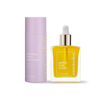 Evereden Mama Must-Have DUO - Golden Belly Stretch Mark Oil &amp; Nourishing Stretch Mark Cream - Dermatologist-Developed Clean &amp; Vegan Maternity Skin Care for Stretch Mark Reduction &amp; Skin Hydration