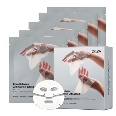 GNJOY Collagen Face Mask Deep Collagen Anti Wrinkle Lifting Mask Collagen Face Mask Overnight, Collagen Real Deep Mask for Lifting, Firming, Moisturizing - 28g x 5ea