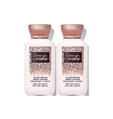 Bath and Body Works 2 Pack 24 Hour Moisture Travel Size Body Lotion 3 Oz. (A Thousand Wishes)