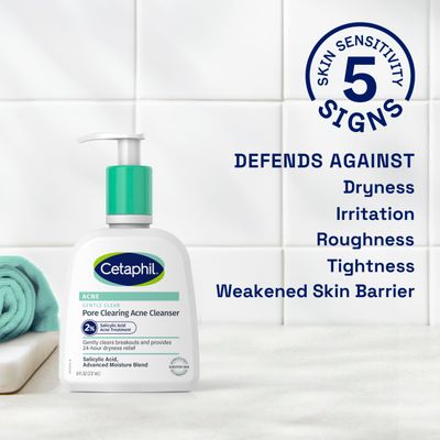 Cetaphil Gentle Clear Pore Clearing Acne Cleanser, Foaming Gel Cleanser for Sensitive, Acne-Prone Skin, 8 Fl Oz Pump Bottle, 2% Salicylic Acid, Gently Exfoliates, Dermatologist Recommended Brand