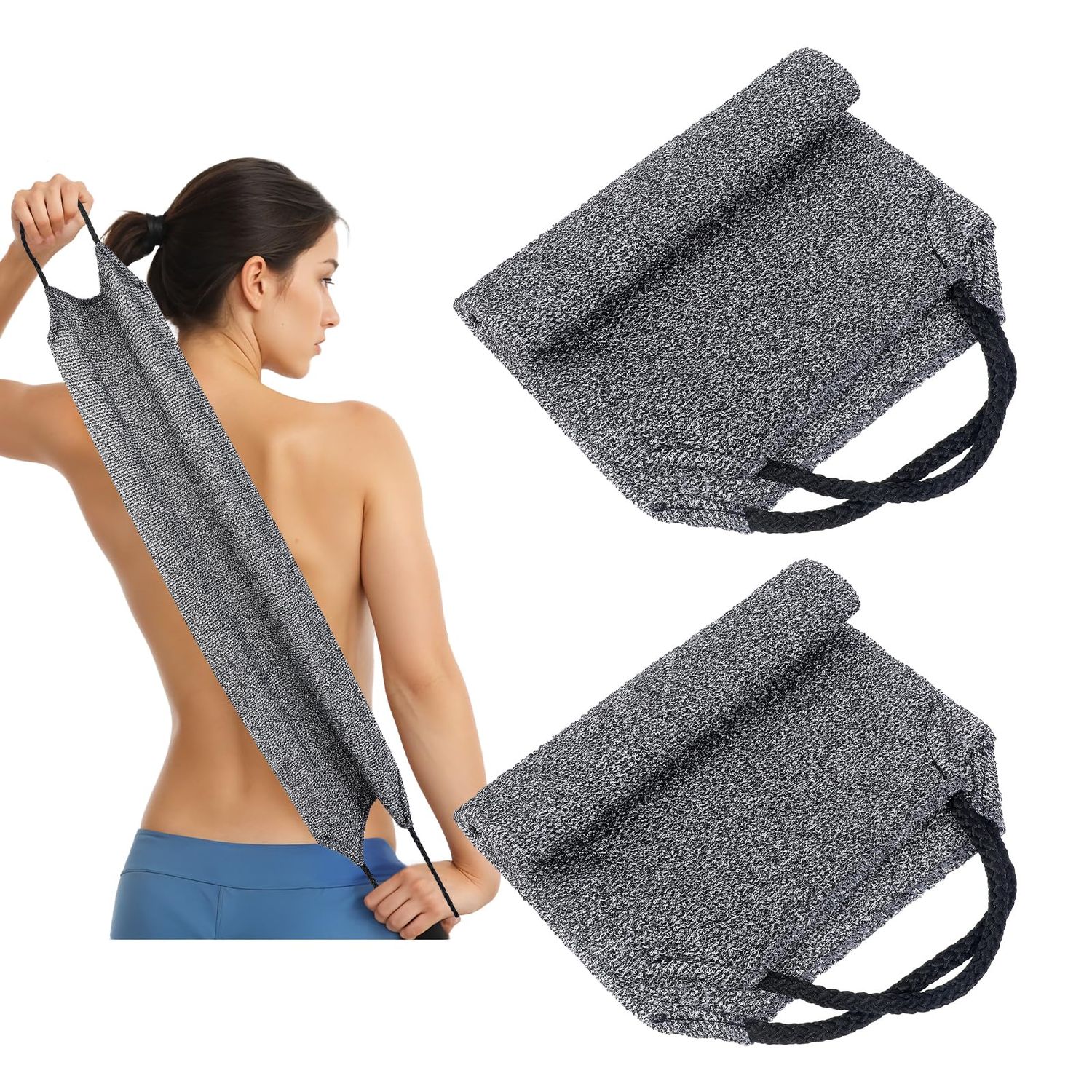 2 Packs Back Scrubber for Shower for Men,Back Scrubber for Shower Body Scrubber Exfoliator Nylon Back Exfoliating Washcloth Stretchable Pull Strap Body Scrubber Towel Back Washer Deep Clean Your Skin