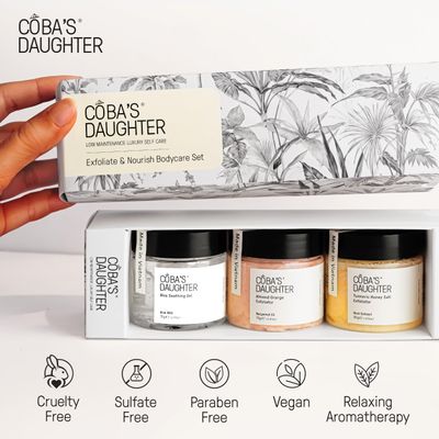 COBA'S DAUGHTER 3-Piece Body Care Set| Body Gift Set | Turmeric Honey &amp; Almond Orange Scrubs | Soothing Aloe Vera Gel| Natural Exfoliating &amp; Moisturizing Set| Bath Gift Set for Women