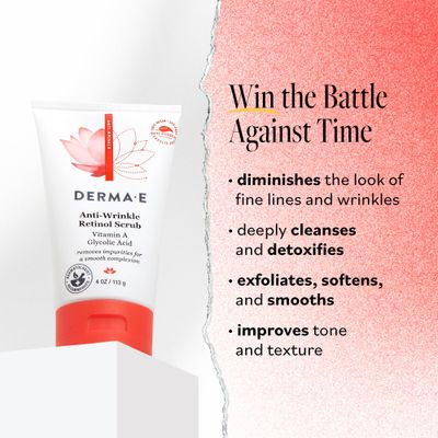 DERMA E Anti-Wrinkle Scrub - Anti-Aging Face Wash with Glycolic Acid and Vitamin A - Cleansing and Exfoliating Treatment Removes Makeup, Oil and Impurities, 4 oz