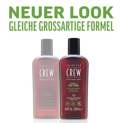 American Crew Shampoo, Conditioner &amp; Body Wash for Men, 3-in-1, Tea Tree Scent, 15.2 Fl Oz