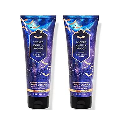 Bath &amp; Body Works Wicked Vanilla Woods Ultimate Hydration Cream For Women 8 Fl Oz 2- Pack (Wicked Woods) 16 Ounce