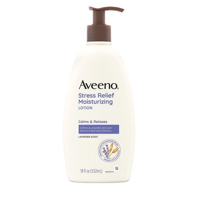 Aveeno Stress Relief Moisturizing Body Lotion with Lavender Scent, Natural Oatmeal to Calm &amp; Relax, Non-Greasy Daily Stress Relief Lotion, 18 fl. oz (Pack of 3)