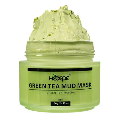 Hebepe Green Tea Matcha Mud Mask with Aloe Vera, Deep Cleansing, Hydrating, and Relaxing Volcanic Clay Facial Mask