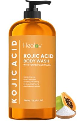 Healov Kojic Acid Soap for Hyperpigmentation - Skin Brightening Kojic Papaya Body Wash - Dark Spot Soap Reduces Acne, Scars, and Evens Skin Tone - Turmeric Body Wash for Brighter Glowing Skin
