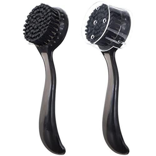 2 Pcs Large Facial Cleansing Brush Charcoal Bristles Black, Ooloveminso Manual Face Brushes for Deep Cleansing and Exfoliating Pores, Face Scrubber to Massage, Makeup Remove and Skin Care-Clear Black