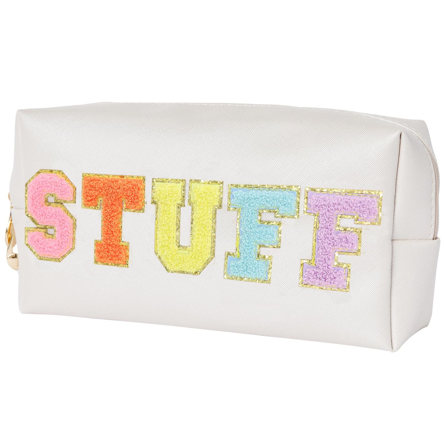 Burskit Christmas Gifts for Her Preppy Patch Stuff Portable Makeup Bag Bulk Cosmetic Bag Waterproof Travel Organizer Zipper Pouch Storage Purse for Women Girls Gift (HZB-CS-stuff-1)