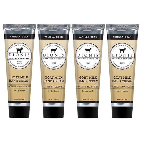 Dionis Goat Milk Skin Care Vanilla Bean Scented Hand Cream Set - Cruelty Free Travel Size Hand Lotion For Hydrating &amp; Moisturizing Dry Skin - Paraben Free Formula Made In The USA, 1 oz Set of 4
