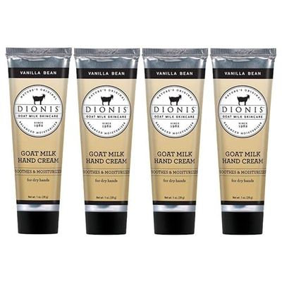 Dionis Goat Milk Skin Care Vanilla Bean Scented Hand Cream Set - Cruelty Free Travel Size Hand Lotion For Hydrating &amp; Moisturizing Dry Skin - Paraben Free Formula Made In The USA, 1 oz Set of 4