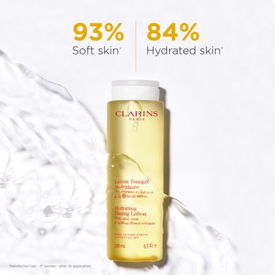 Clarins Hydrating Toning Lotion | Softer Skin After 14 Days of Use* | Cleanses, Tones, Hydrates and Balances Skin's Microbiota | Plant-Based Ingredients | Colorant-Free | Normal to Dry Skin Types