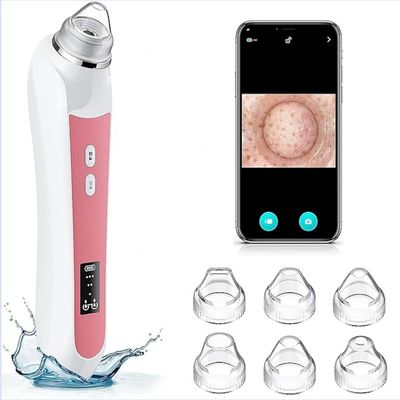 Blackhead Vacuum Cleaner-USB Convenient Charging Smart Pore Cleaning Tool Built-in high-Definition Camera 3 Levels of 6 Cleaning Heads Unisex Model (Pink)