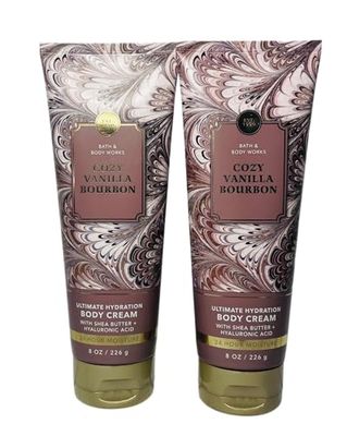 Bath and Body Works Cozy Vanilla Bourbon Body Cream, 8 oz, Pack of 2