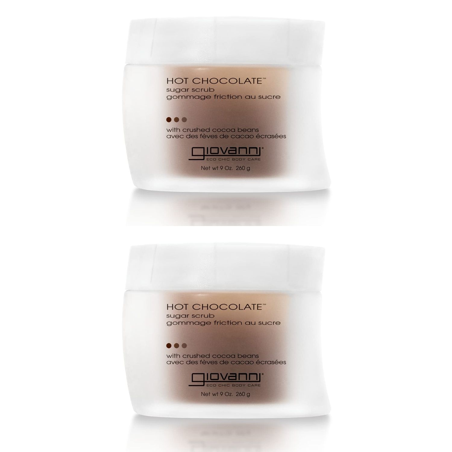 GIOVANNI Hot Chocolate Sugar Body Scrub - Exfoliating Body Scrub, Contains Crushed Cocoa Beans, Sugar Scrub for Body, Enriched with Essential Oils, Vegan - 9 oz (2 Pack)
