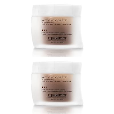 GIOVANNI Hot Chocolate Sugar Body Scrub - Exfoliating Body Scrub, Contains Crushed Cocoa Beans, Sugar Scrub for Body, Enriched with Essential Oils, Vegan - 9 oz (2 Pack)