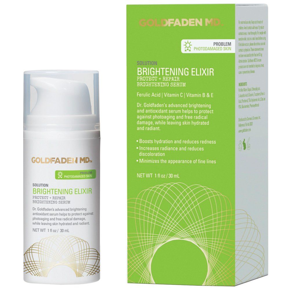 GOLDFADEN MD Brightening Elixir | Serum w/Vitamin C, Ferulic Acid, Vitamin B &amp; Vitamin E | Helps Aid Against The Appearance Of Photoaging | Leaves Skin Feeling Hydrated &amp; Looking Radiant 1fl oz