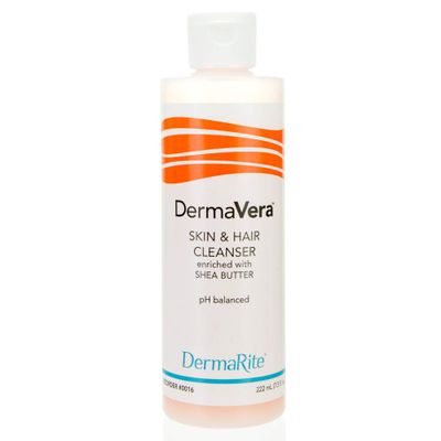 DermaRite DermaVera Skin &amp; Hair Cleanser - Shampoo and Body Wash with Moisturizing Shea Butter, pH Balanced - 7.5 oz., 2 Count