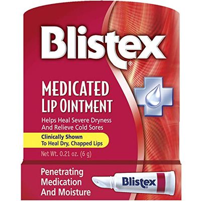 Blistex Medicated Lip Ointment, 0.21 Ounce Tube, Pack of 24 - Relieves Cold Sores &amp; Helps Heal Dry Chapped Lips, Pain Relief from Lip Sores &amp; Blisters, Healing Ointment