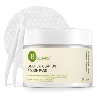 BELIARST Glycolic Acid Pads,Exfoliating Pads,Exfoliating Face Pads with Vitamins C,Green Tea &amp; Calendula, Exfoliates Surface Skin and Reduces Blackheads &amp; Acne, 50 Pads