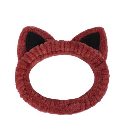 Aiphamy Facial Spa Headband Cosmetic Makeup Headband Skincare Headband for Washing Face Makeup (Cat Ear Red)