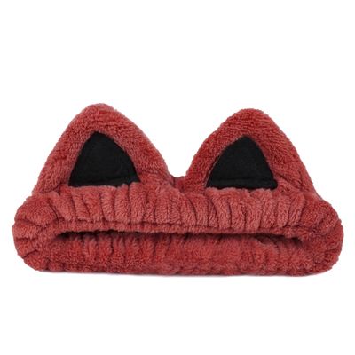Aiphamy Facial Spa Headband Cosmetic Makeup Headband Skincare Headband for Washing Face Makeup (Cat Ear Red)