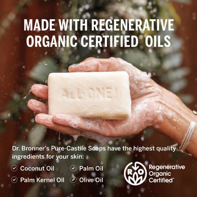 Dr. Bronner's Pure-Castile Bar Soap - Made with Regenerative Certified Organic Oils - For Face, Body, Hair- Gentle on Sensitive Skin - All Natural Soap Bar for Men & Women - Lavender, 2 pack, 10oz