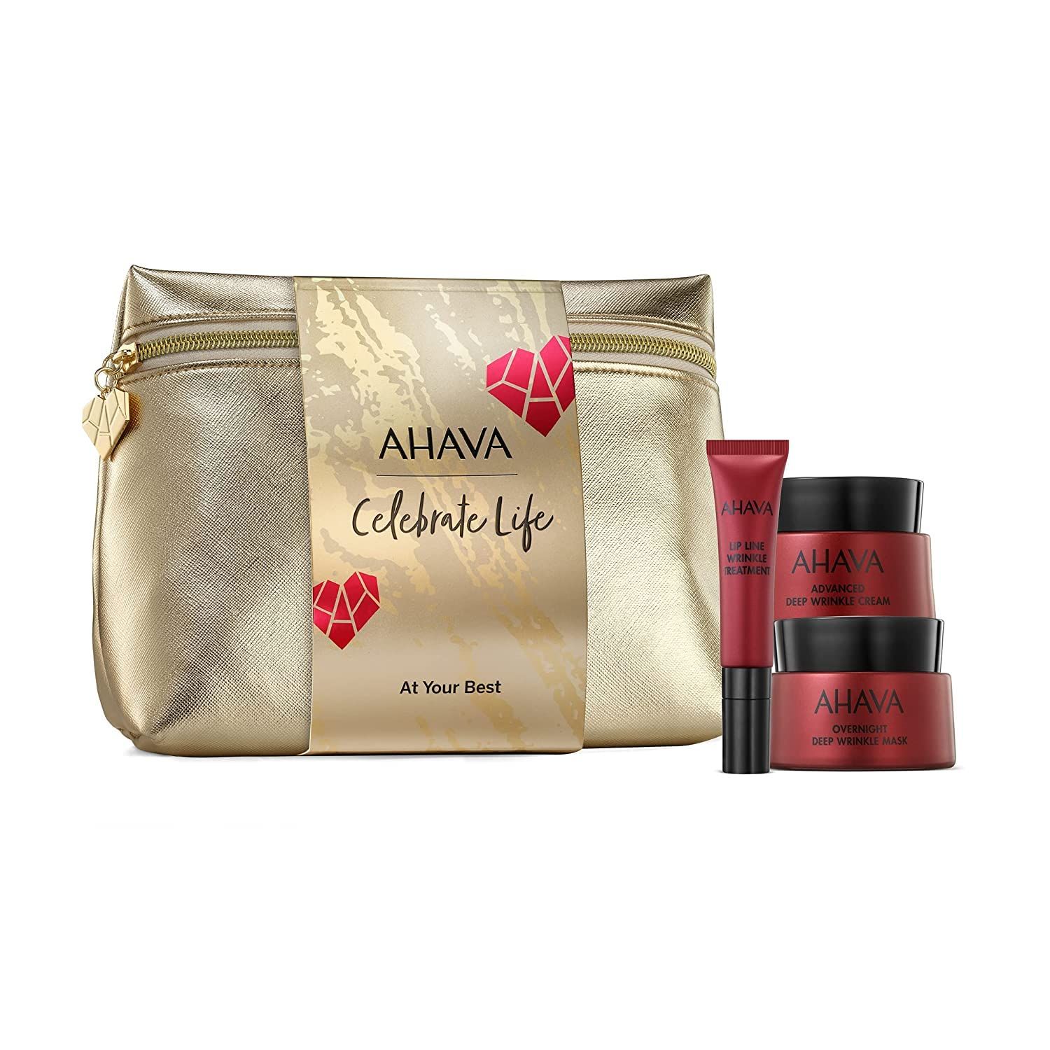 AHAVA At Your Best Skincare Trio Set - Includes Advanced Deep Wrinkle Cream, Overnight Deep Wrinkle Mask &amp; Lip Line Wrinkle Treatment, enriched with Exclusive Dead Sea Osmoter