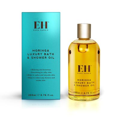 Emma Hardie Moringa Luxury Bath &amp; Shower Oil, Shower Oil and Body Oil With Grape Seed Oil, Sweet Almond Oil, and Orange Peel Oil, Body Skin Care Products, Full Size