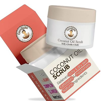 100% Natural Coconut Scrub with Organic Coconut Oil, Coconut Husk and Apple Seed Extract - Best Acne, Anti Cellulite and Stretch Mark treatment, Spider Vein Therapy for Varicose Veins &amp; Eczema