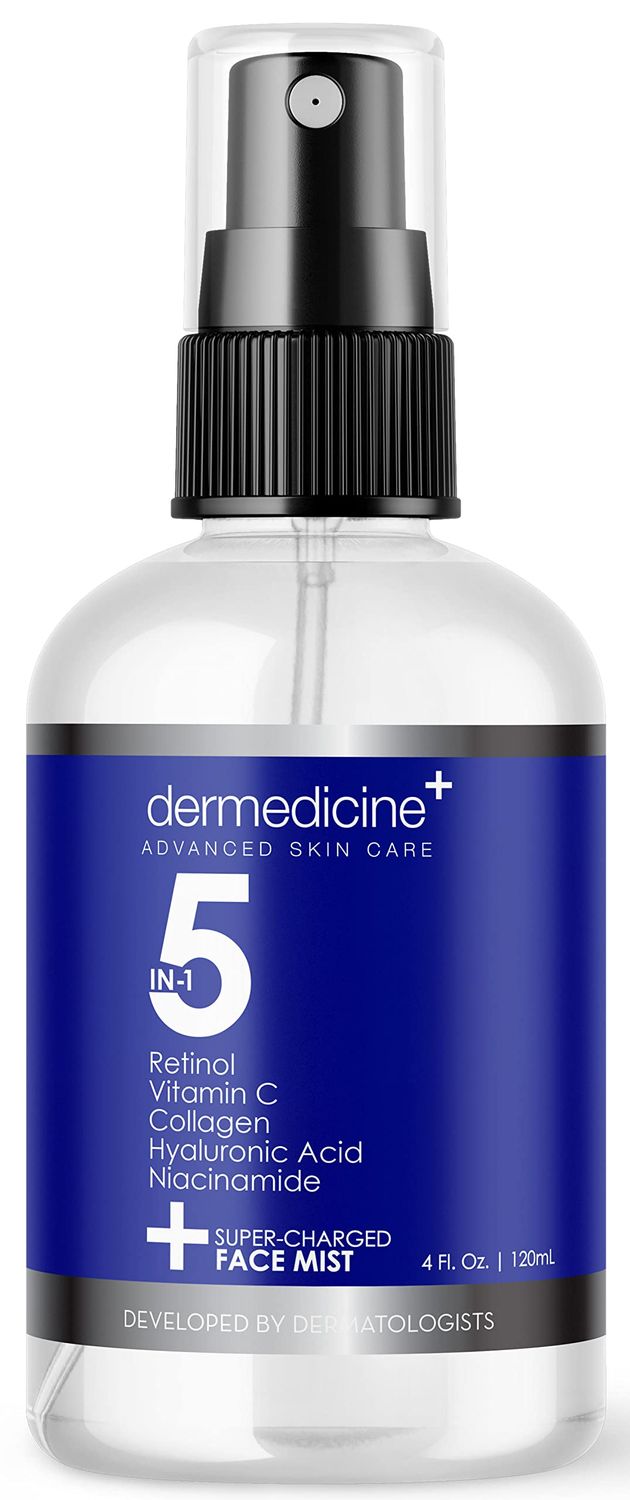 5 in 1 Super Charged Anti-Aging Face Mist w/Retinol, Vitamin C, Collagen, Hyaluronic Acid &amp; Niacinamide | Hydrates, Refreshes &amp; Brightens for a More Glowing Complexion | 4 fl oz, 120 ml